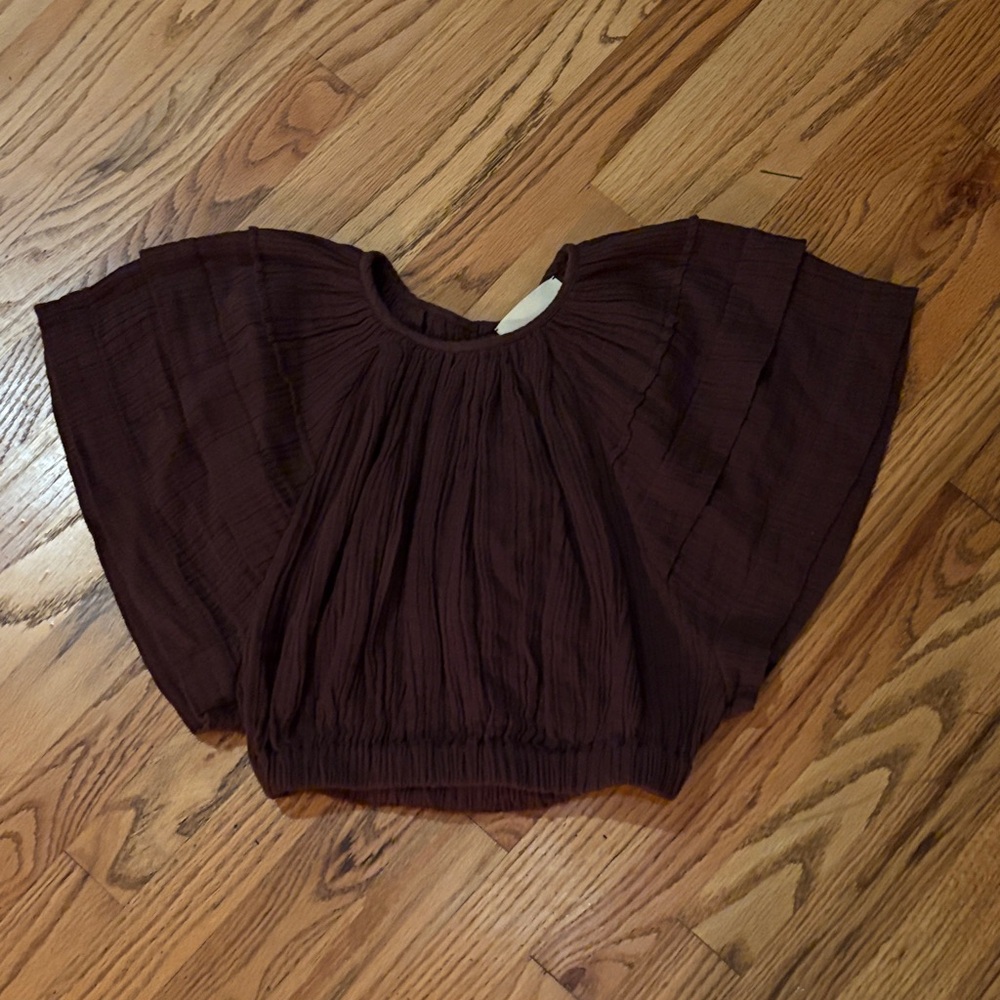 Anaak brown cotton cropped top